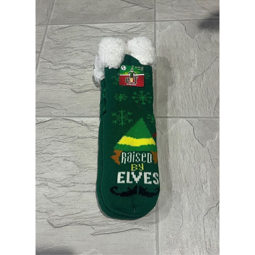 Elf Woman’s Holiday Slipper Socks Size 4-10 NEW Raised By Elves